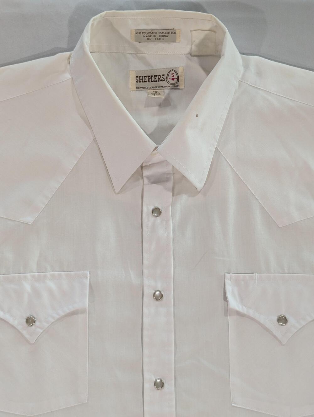 Sheplers Shirt Mens 2XLT White Solid Long Sleeve Western Pearl Snap Pockets